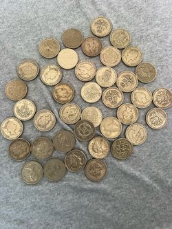 Vintage British coins 1 pound (39 pieces)