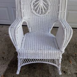 White Victorian Style Wicker Rocking Chair
