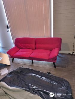 Pink Futon Sofa with 8" full size futon mattress