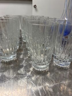 Set of Clear Ribbed Drinking Glasses