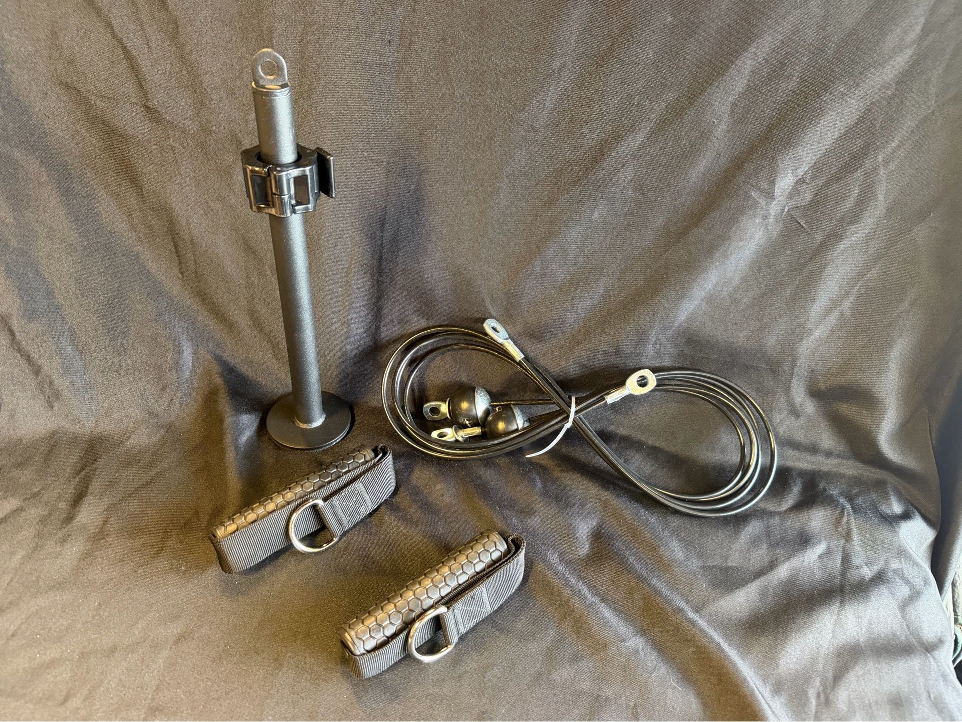 Work out equipment pulley, cable, weight pole, handles
