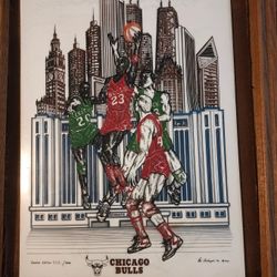 Michael Jordan And Chicago Bulls Etching  Limited Edition 