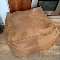 Free Brown leather ottoman pouf