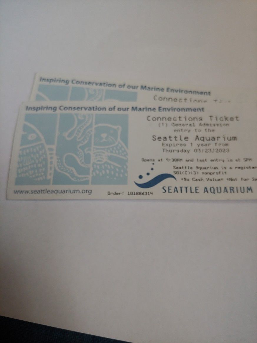SEATTLE  AQUARIUM TICKETS!!!!!!!!!