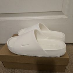 Nike Calm White Slides Size 10.0 Worn 1x 