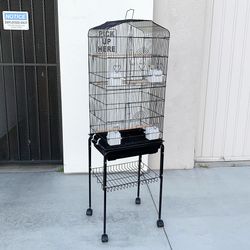 (NEW) $60 Small to Medium Bird Cage 60” Tall Parrot Parakeet Cockatiel Bird Cage 18x14x60” Rolling Stand