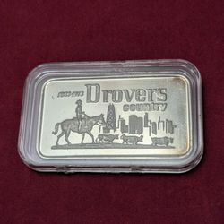 Silver .999 Bar 1oz. Vintage 1973 Drovers ~ Made In Switzerland 
