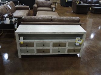 Progressive Mojave Multi 61 Inch Media Console - Distressed Whitewash With Multi-Tone Drawer Fronts | TV Stand | Entertainment Center