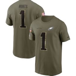 Men's Nike Jalen Hurts Olive Philadelphia Eagles 2022 Salute To Service Name & N