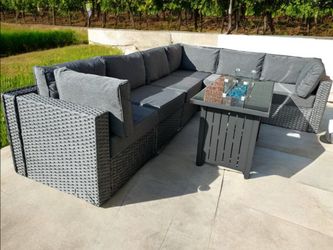 Outdoor Patio Sectional Sofa Set with Fire Pit, We finance & Deliver, $54 down