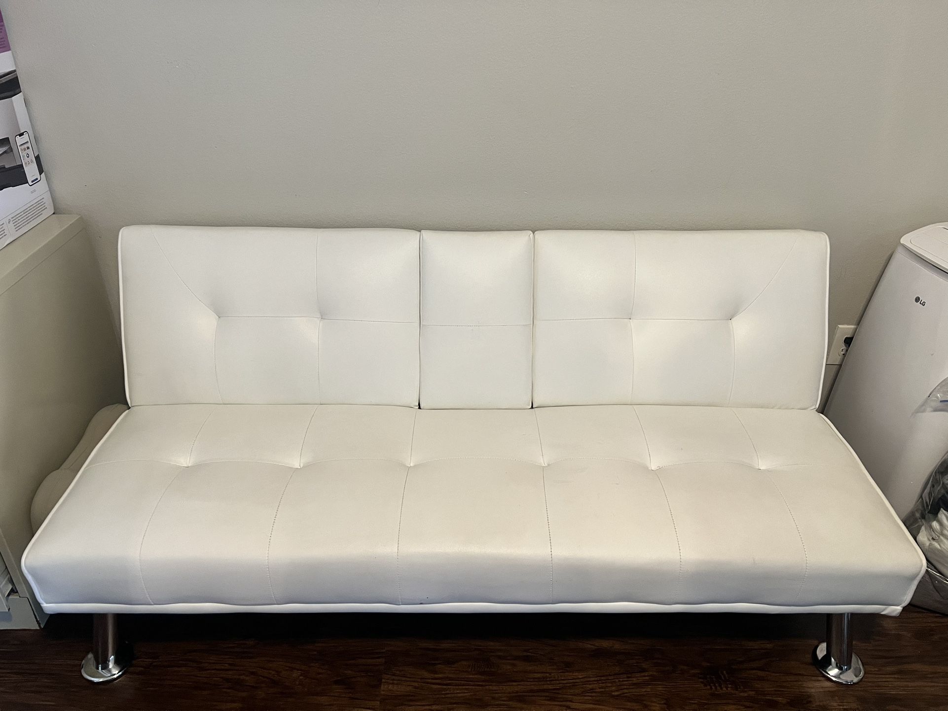 White leather Sofa/Futon