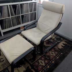 IKEA Poang Armchair And Ottoman Genuine Leather