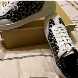 Michael Kors Scotty Leopard Print Calf Hair Sneaker