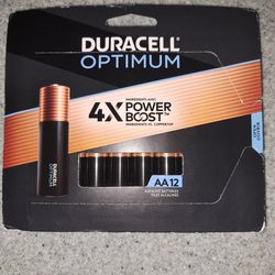 New fresh Duracell Optimum AA Batteries 12 Pack