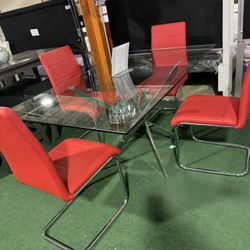 Brand New Glass Dining Table With 4 Chairs