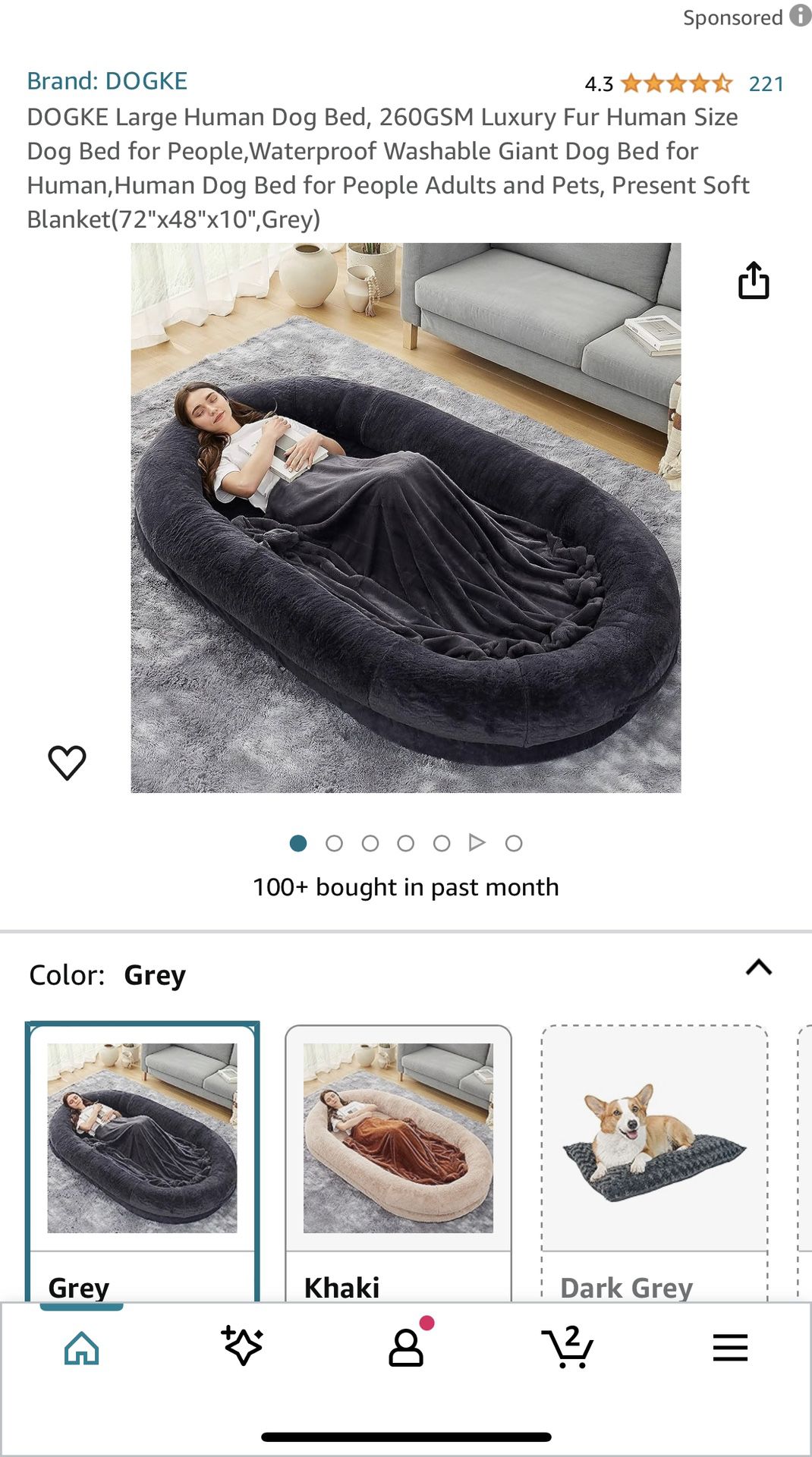 DOGKE Large Human Dog Bed