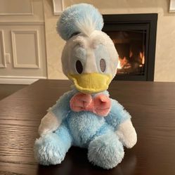 Disneyland Baby Donald Duck Plush With Rattle Very Fluffy With Pink Bow Chime 