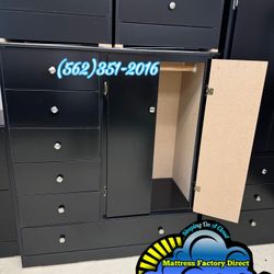 Assembled 6 Drawer Jumbo Black Wardrobe 