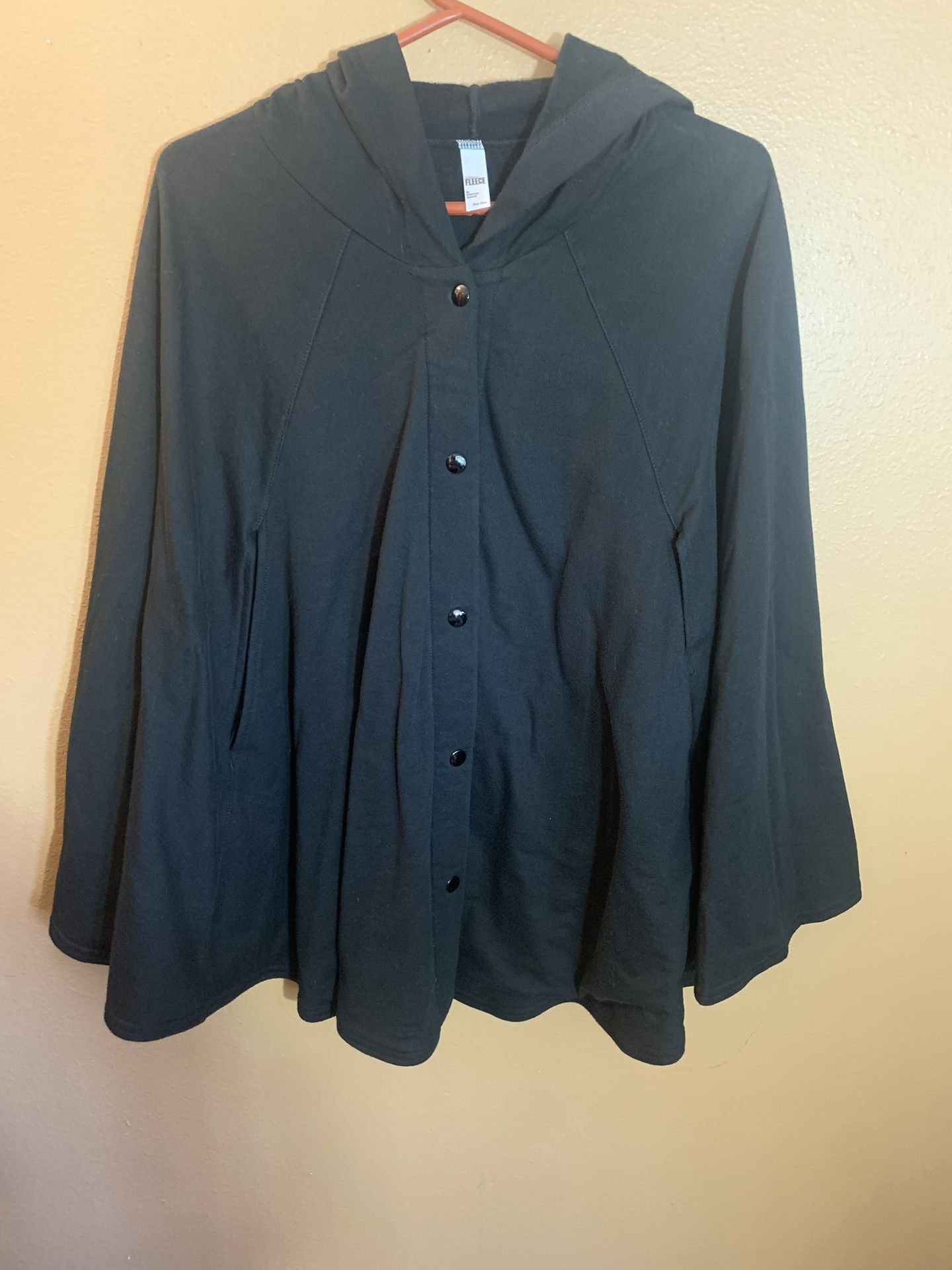 American Apparel Fleece Poncho Hooded Cape Coat