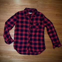 Beach Lunch lounge Rails Plaid Red Blue Flannel Button Down Shirt Size Small