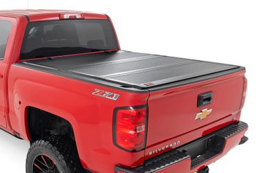 Hard Tri-Fold Flip Up Bed Cover 5'9" Bed With Rail Caps For Chevy/GMC 1500/2500HD/3500HD (14-19)