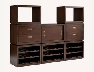 Crate & Barrel Modular Wine Bar & Storage Console – Dark Espresso Finish