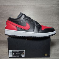 Nike Air Jordan 1 Low Bred Black Varsity Red White AJ1 553558-067 Men’s 9 New