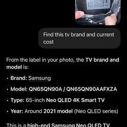 65” Samsung TV