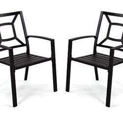 Set of 2 Patio Metal Chairs 