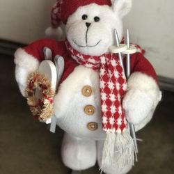 Vintage Plush Skiing Christmas Bear. Please Read Description