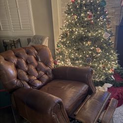 Brown Leather Tufted Recliner