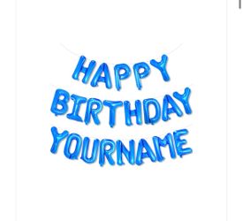 Gojmzo Personalized Name Happy Birthday Banner Decorations Blue Happy Birthday Sign Balloon Letter Balloons 2 Sets A-Z 16 Mylar Foil Birthday Party De