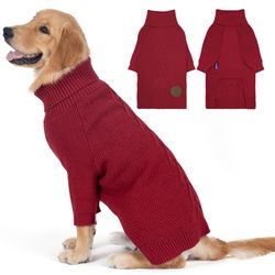 Dog Christmas Sweater Knitwear With Long Sleeves Turtleneck Size L