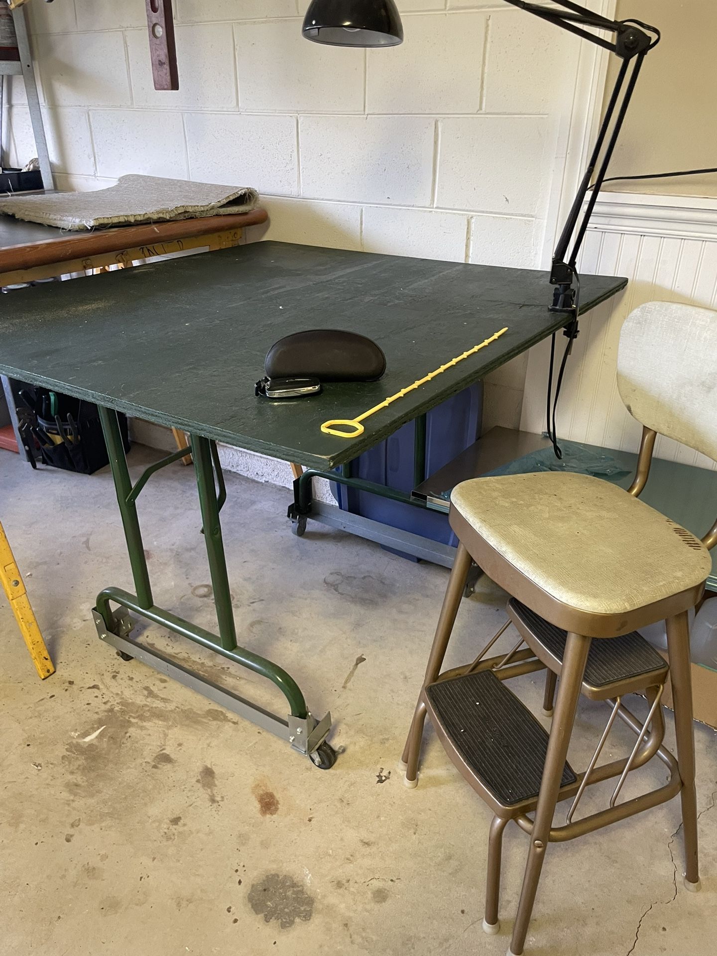 Pick Up In Wintergarden Florida Near Downtown. This Is An Awesome Vintage Work Table On Wheels Chair(Lamp SOLD !