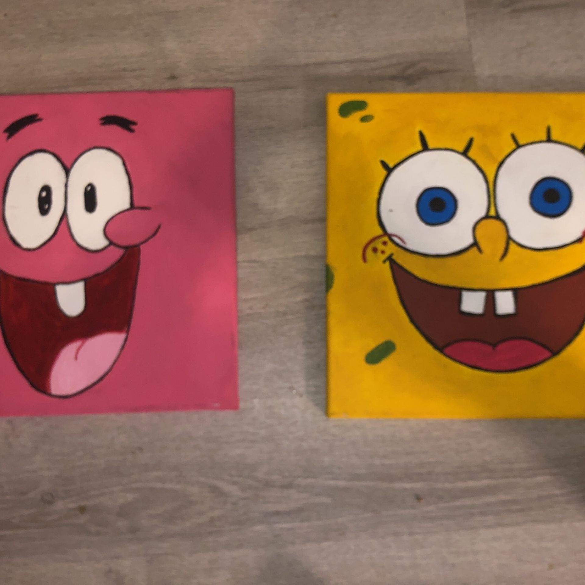 14” x 14” Spongebob & Patrick Paintings