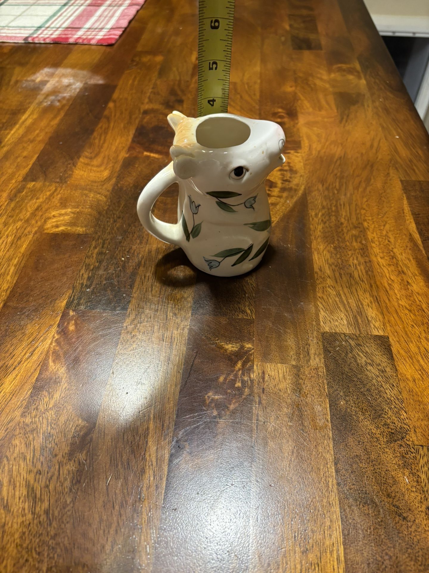 Vintage 4.5" cow ceramic Creamer Pitcher Flowers Floral Japan Mid Century