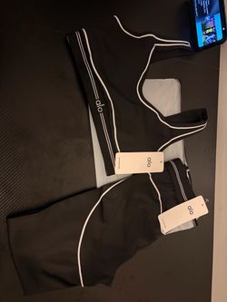 Alo Yoga Black Sports Bra and Shorts Set