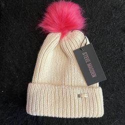 pink and beige steve madden beanie new with tags 