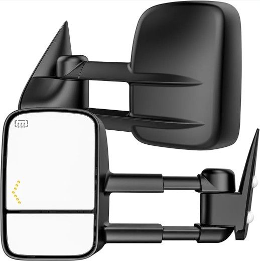 Heated Tow Mirrors Compatible with 2003-2007 Chevy Silverado & GMC Sierra(2007 Classic) 1 3500 HD,Tahoe Suburban Avalanche Yukon, Arrow Turn S