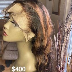 100% Human Hair Body wave Wig  24"