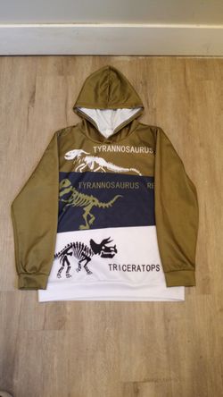 Teen Size 13-14 Y Dinosaur Hoodie, T-Rex & Triceratops Graphic Sweatshirt