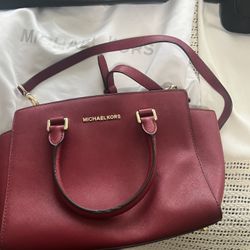 Michael Kors Red Leather Crossbody Bag