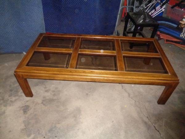 Coffee Table - Wood - Beveled Glass