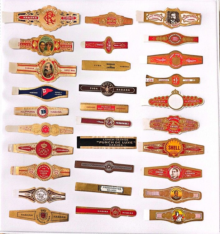 30 Diferents Havana Cigars Bands-30 Anillas Diferentes De Tabaco Cuba-lot # 12