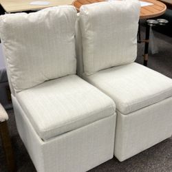 💥💥BlowOut Sale💥 Upholstered Dining Chair with Casters Armless Modern Rolling Design for Ever