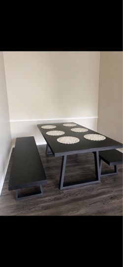 Black Dining Table with table benches
