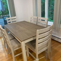 Big Sale ! Skempton Two Tone Dining Room Furniture Set Of 7 (Table And 6 Chairs Set ) Kitchen ,Brand New @ Delivery 🚚