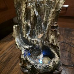13"Water Fountain Works Tree Stump Home Decore