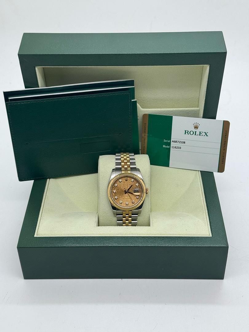 2017 Rolex Datejust 36mm 116233 anniversary champagne diamond dial jubilee Full Set