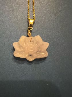 Small natural jade lotus flower pendant